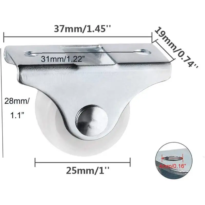 4 шт. неповоротные ролики для мебели 1 дюйм | Обустройство дома