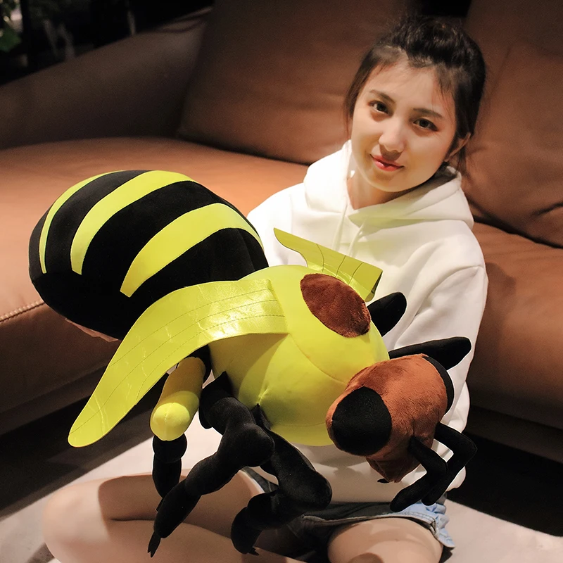 

New 30CM/50CM/70CM Simulation Honeybee Plush Toy Cute Bee with Wings Stuffed Baby Dolls Toys for Children Appease Birthday Gift