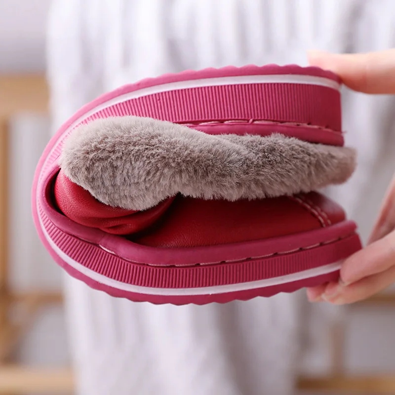 

1 Pair Winter Slippers Soft Plush Lined Warm House Shoes for Home Indoor Outdoor J55