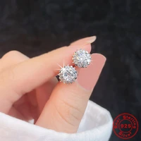 925 sterling silver 14k gold plated sunflower stud earrings korean style ins charing zircon earrings fashion wedding jewelry