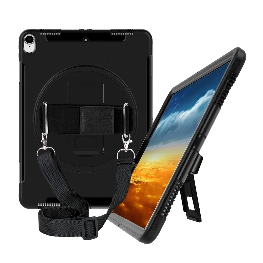 black with strap Для iPad Pro 12,9 дюйма чехол для планшета с подставкой плечевой ремень противоударный защитный чехол 3-го поколения Miesherk FTL03 - Цвет: black with strap