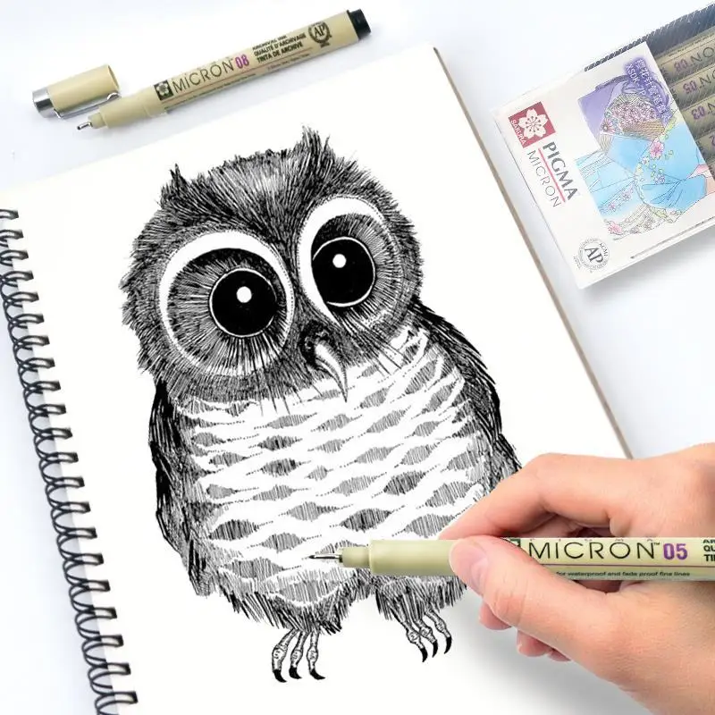 Маркеры Pigma Микрон ручка игла мягкая кисть для рисования водостойкая 005 01 02 03 04 05 08