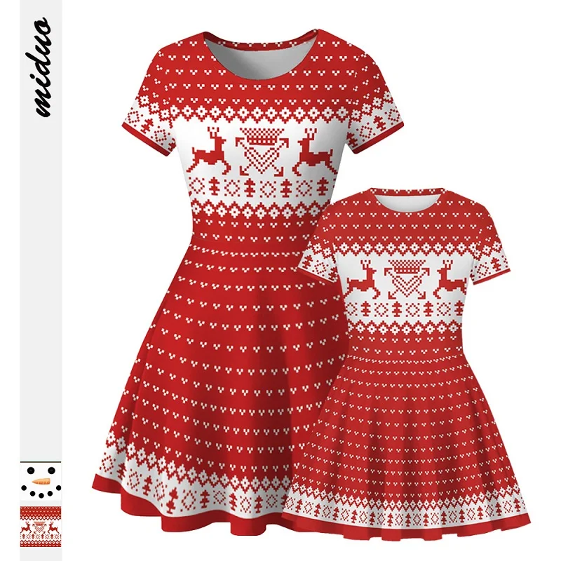 

8-11T Mother and Daughter Dress Striped Floral Dot Mommy and Me Clothes Women Kids Party Princess Dress Family Matching Clothing