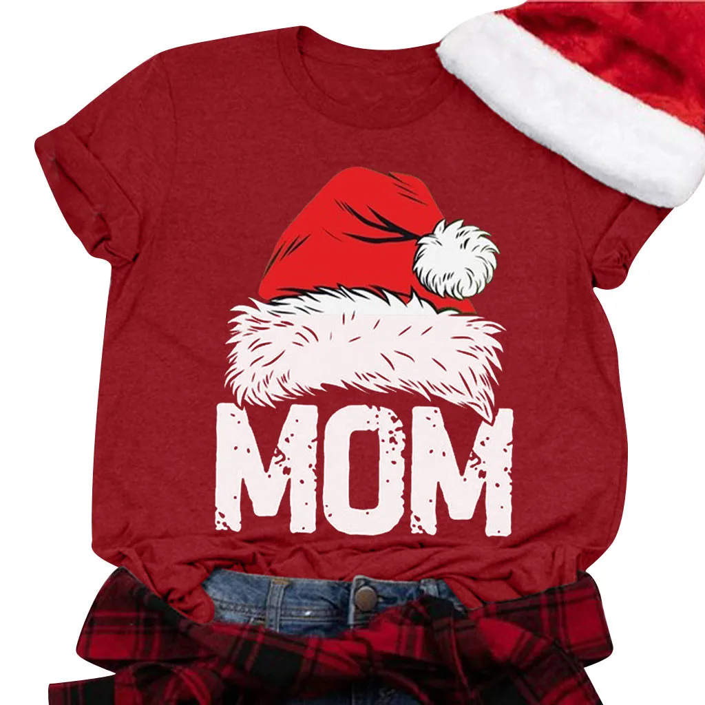 2020 размера плюс рождественские Топы женские футболки с коротким рукавом осенние