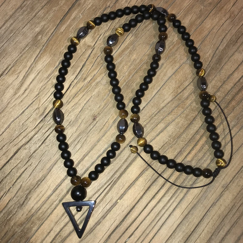 Ожерелье Mcllroy длинное с бусинами из натурального камня для мужчин и женщин