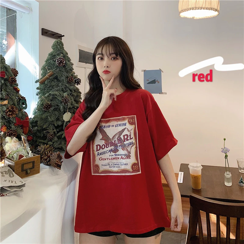 Женская футболка с короткими рукавами в стиле ретро свободные топы круглым