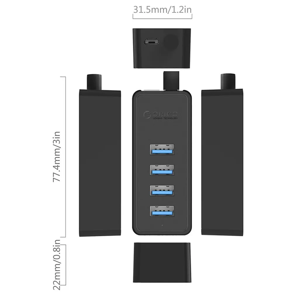 ORICO 4 порта USB3.0 Настольный концентратор Поддержка OTG функция прикрепить дизайн