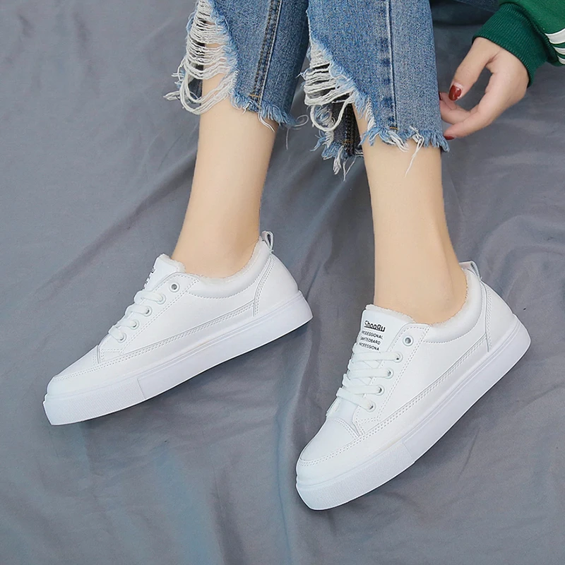 

New Spring Fashion Women Casual Shoes Leather Platform Shoes Women Sneakers Ladies White Trainers Chaussure Femme U20-13