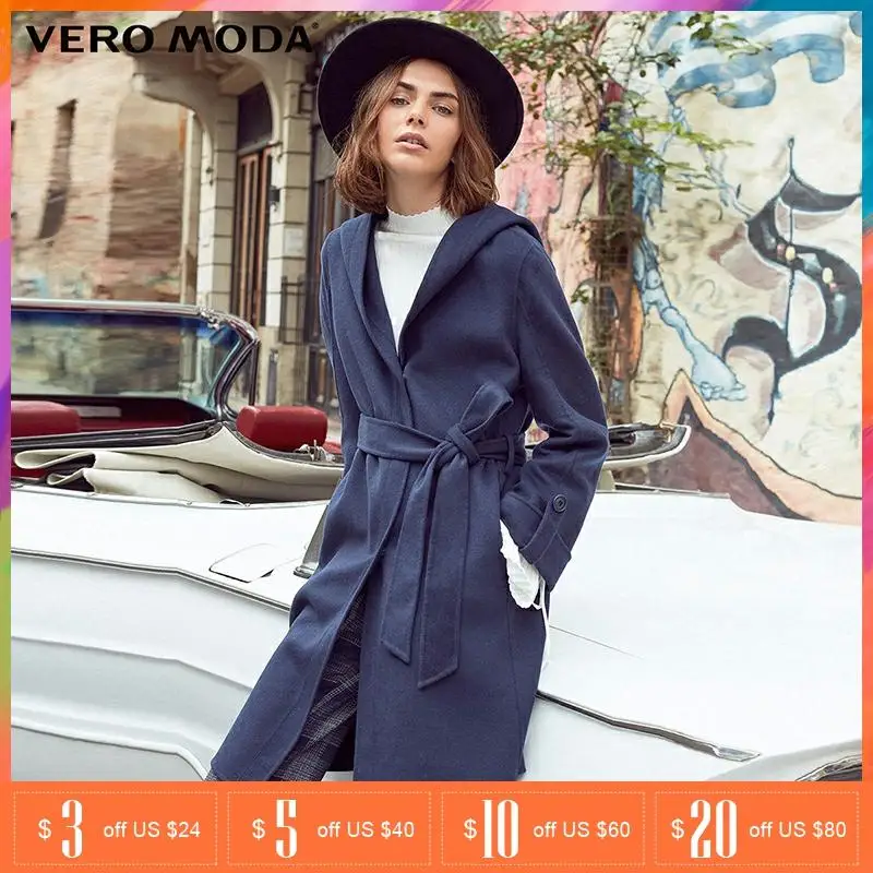 Vero Moda Бренд 2018 Новинка женская шерстяная куртка 51.6% шерсти прямой фасон толстая