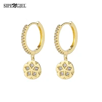 fashion cubic zirconia geometric circle round drop earrings small star hoop earrings for women girls ins jewelry 2020