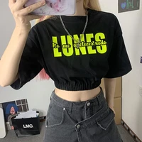 y2k street style crop top sexy fashion o neck top tee 2021 new summer harajuku short sleeve letter printed women cotton t shirt