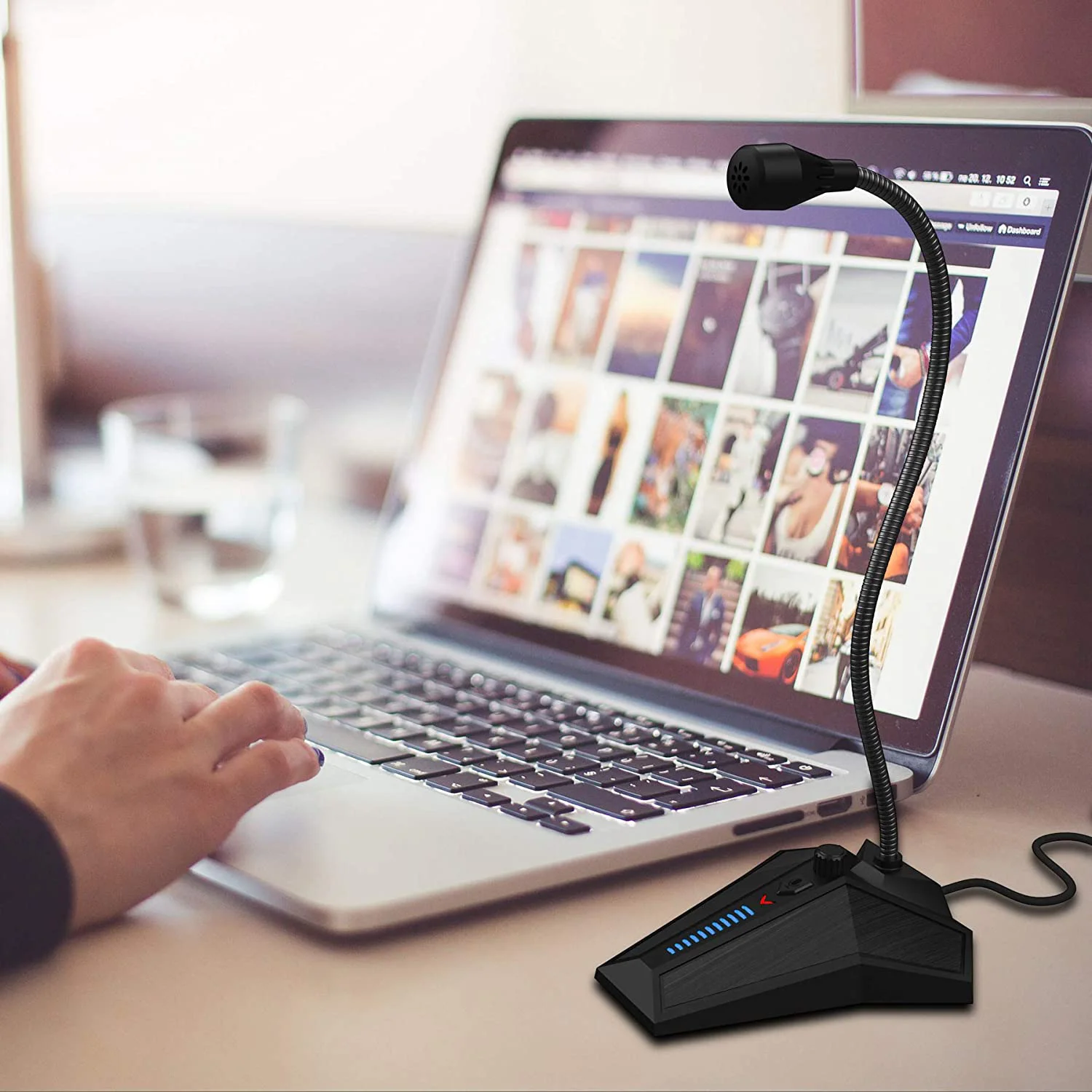 Настольный микрофон Fivetk USB кнопка отключения звука светодиодный светодиодным