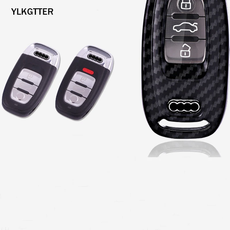 YLKGTTER High Grade Waterproof Car Key Case for Audi A4L Q5 A6L A7 A5 A8 Carbon Fiber Pattern Black Remote Shell No Chain | Автомобили и