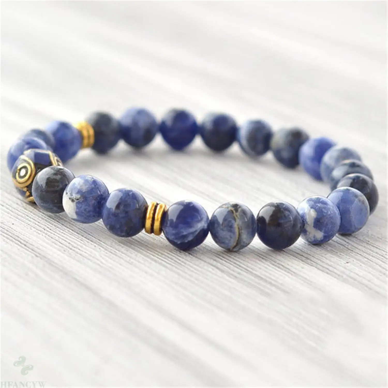 

8mm Blue Sodalite Beads Handmade Mala Bracelet Bangle Chakra Japa Prayer Spiritua Meditation Tibetan Classic