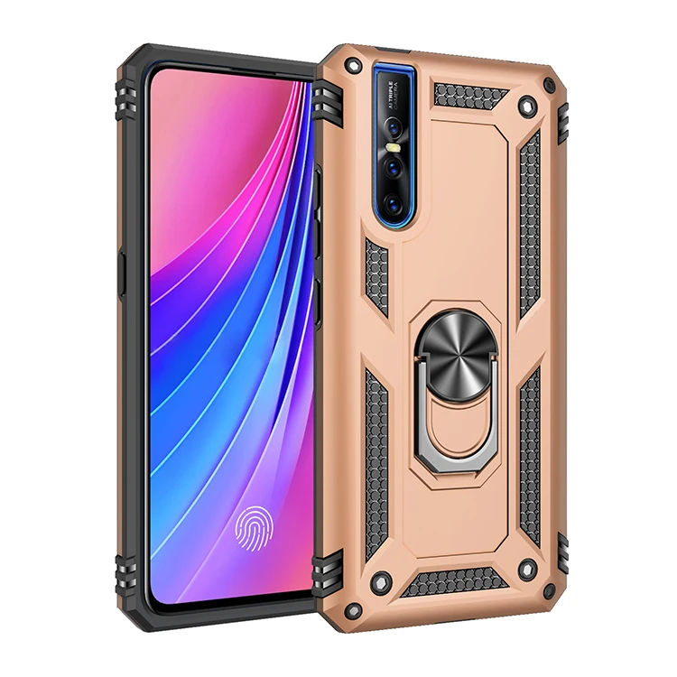

Чехол военного класса мобильный телефон для vivo15/15pro/Y17, с металлическим кольцом-держателем, вращающимся на 360 градусов, и металлической магни...