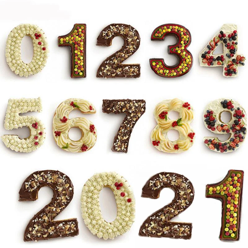

Large Silicone Number Molds 0-9 Arabic Number Cake Mold Baking Tray for Birthday Wedding Anniversary Cake Decoration Tools