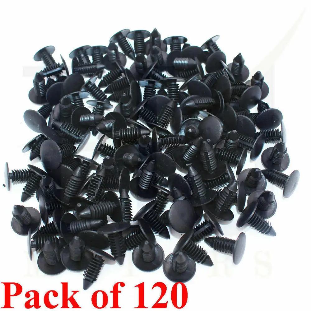 

120 PCS Car Auto Fender Hole Dia 9mm Rivet Fastener Push Clips Buckle Trim Black
