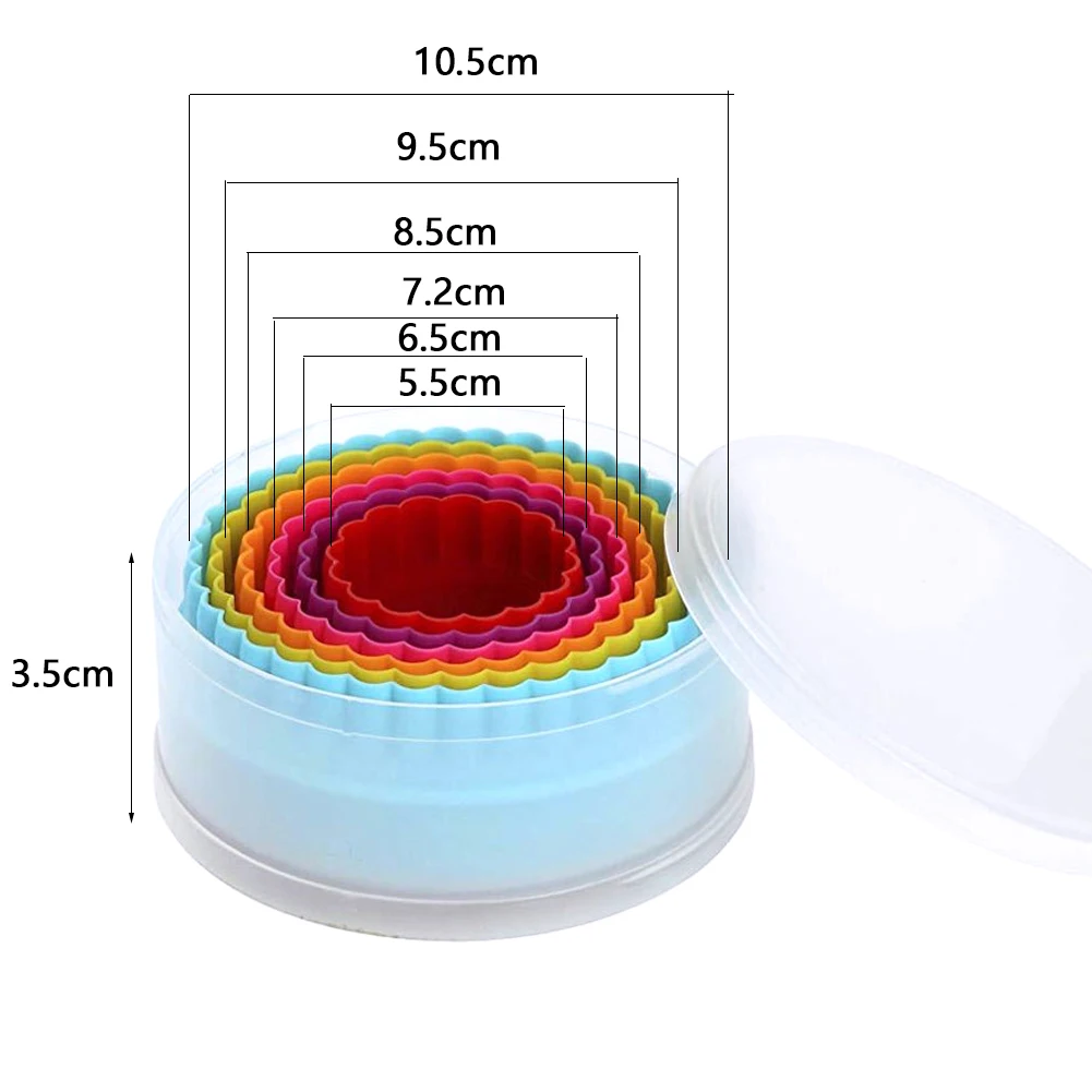 

Plastic Double-Sided Wavy Round Cookie Cake Mold 6Pcs/Set Cookie Cutters Baking Tools Kitchen Gadgets Cake Decorating Tools