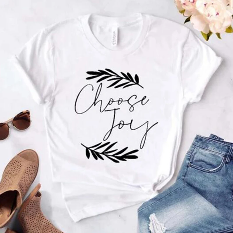 Футболка женская хлопковая в стиле Харадзюку с надписью Choose Joy | Женская одежда