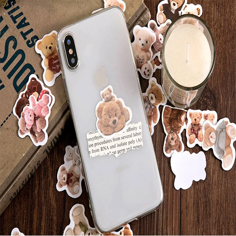 

46pcs/box bear doll flower account diary album DIY decorative stickers package scrapbooking