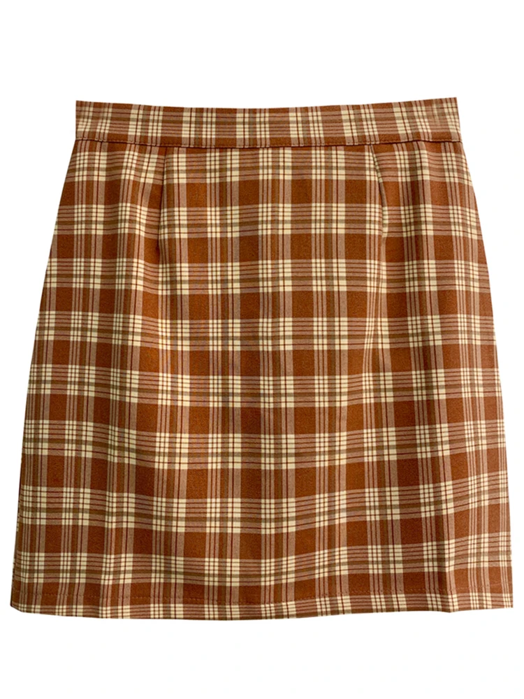 

Check skirt women's 2021 spring and summer new Korean versatile high waist slim BM style skirt with A-line skirt