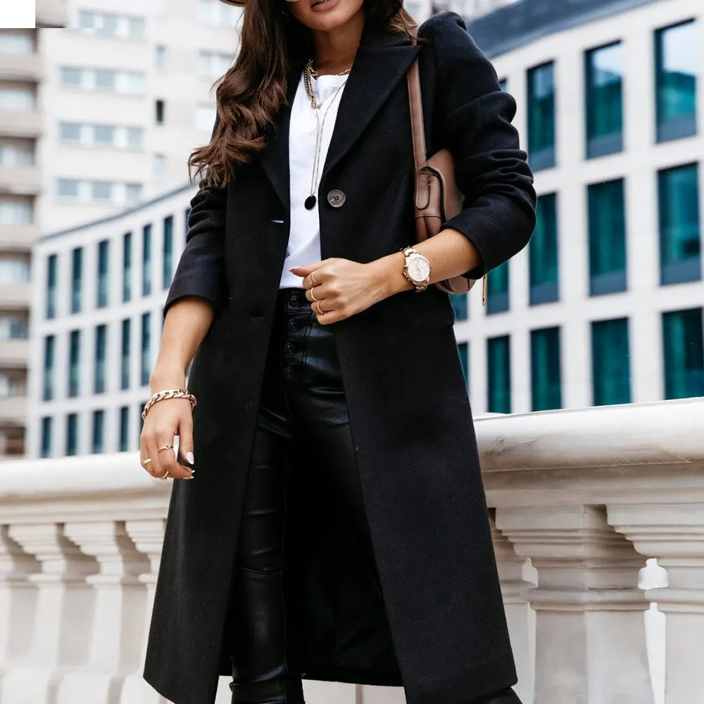 2020 UK Стиль женские пальто с длинным рукавом размера плюс осень-зима классические