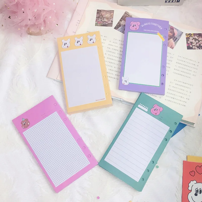 

Ring Binder Inner Page Paper A6 50 Sheets Cartoon Puppy Color Notebook Weekly Planner Handbook School Supplies Kawaii Stationery