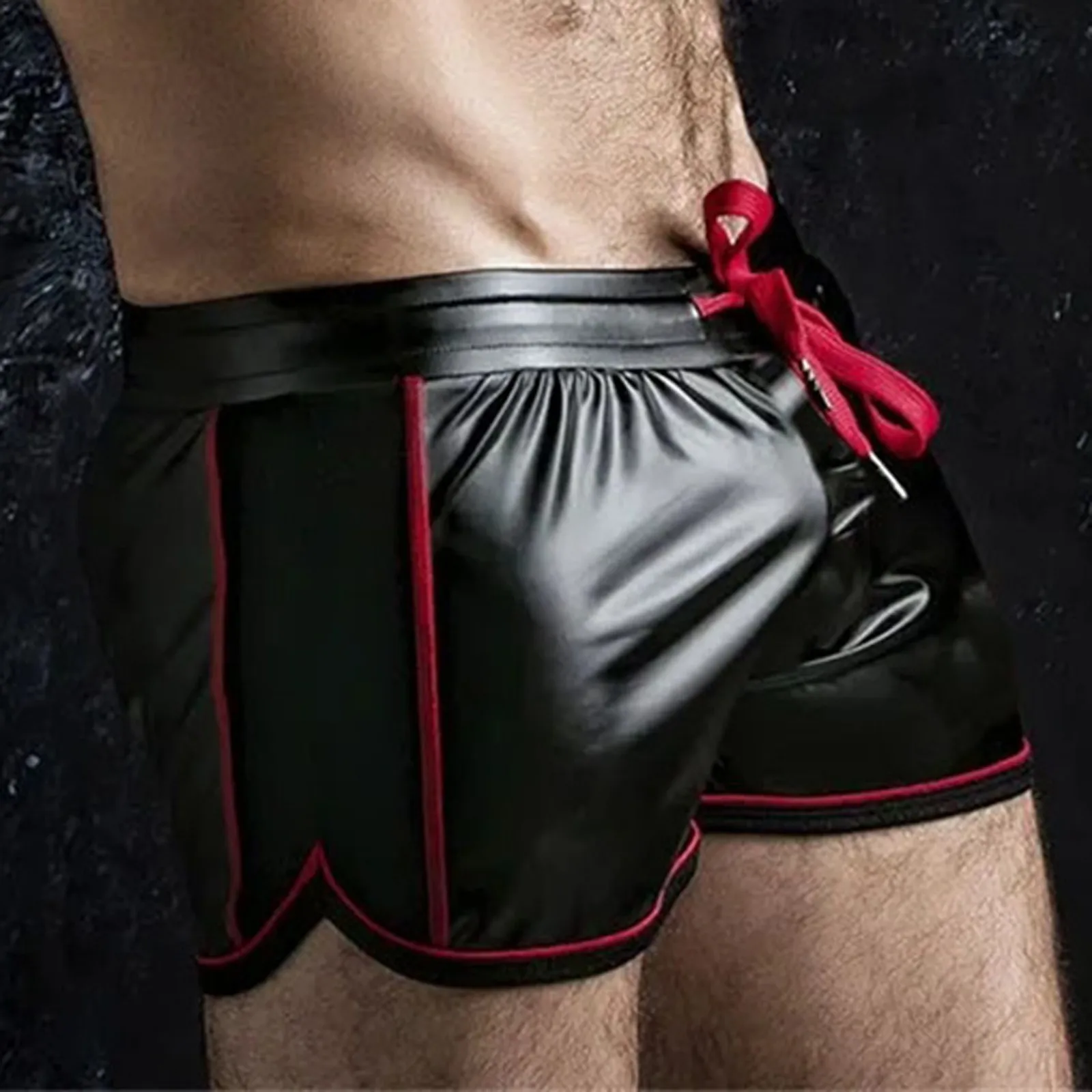 

Men Shorts Faux Leather Sexy Solid Tight Black Casual Male Fashion Handsome Streetwear Sportswear Plus Size Summer 2021 New