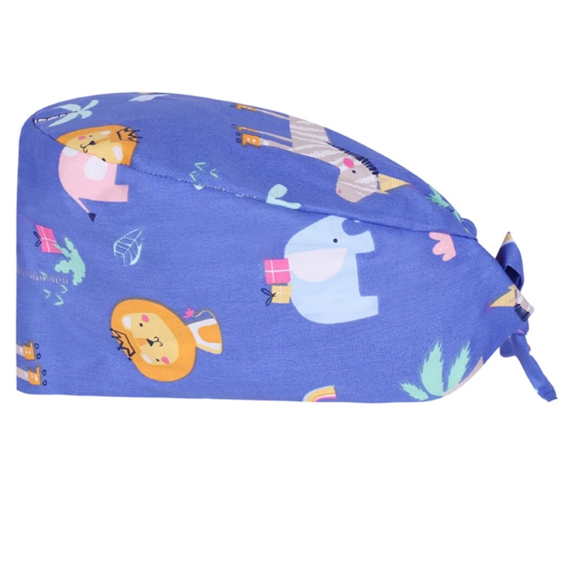 

Working Cap with Sweatband Adjustable Tie Back Cartoon Animal Bouffant Scrub Hat A2UA