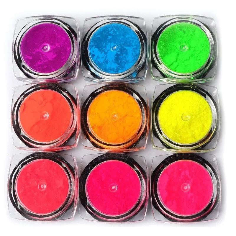 

9Pcs Nail Fluorescent Powder Pigment Nail Powder Neon Color Nail Pigments Dust Nail Glitter Pigment Eyeshadow Cosmatic Powder