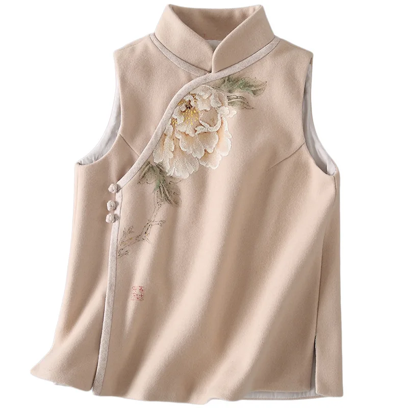 

Chinese Hand-painted Waistcoat Cheongsam Vest Women 2020 Autumn And Winter New Hanfu Top