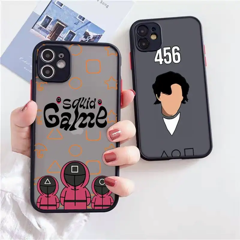 

Squid Game Phone Case For iPhone 12 11 Mini Pro XR XS Max 7 8 Plus X Matte transparent Back Cover