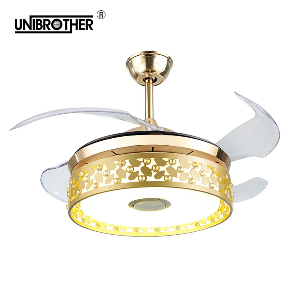 Музыкальный потолочный вентилятор с освещением дистанционным управлением Bluetooth