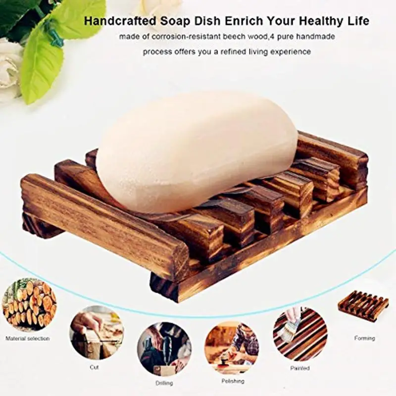 Деревянный чехол для мыла ручной работы ванной комнаты поднос натурального