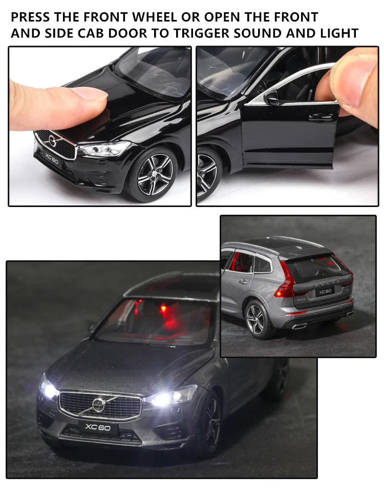 1:32 Volvo xc60 внедорожник симулятор звук и светильник игрушка модель автомобиля коллекция подарок Выдвижной Автомобиль