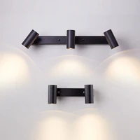 led vanity lights double 3 lights 350 degrees rotatable modern simple black metal wall lamp for background wall bedside reading