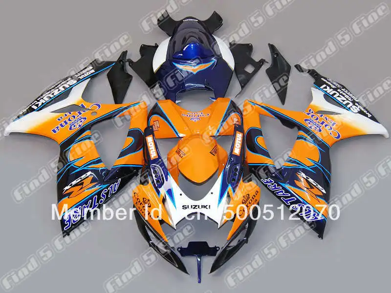 

orange blue white BLK for SUZUKI GSXR600 GSXR750 06 07 GSX-R600 GSX-R750 06-07 GSXR 600 750 2006 2007 2006-2007 ABS fairing kit