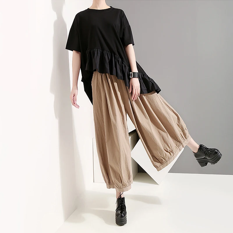 Новинка 2019 корейский стиль Женские однотонные длинные плиссированные Широкие