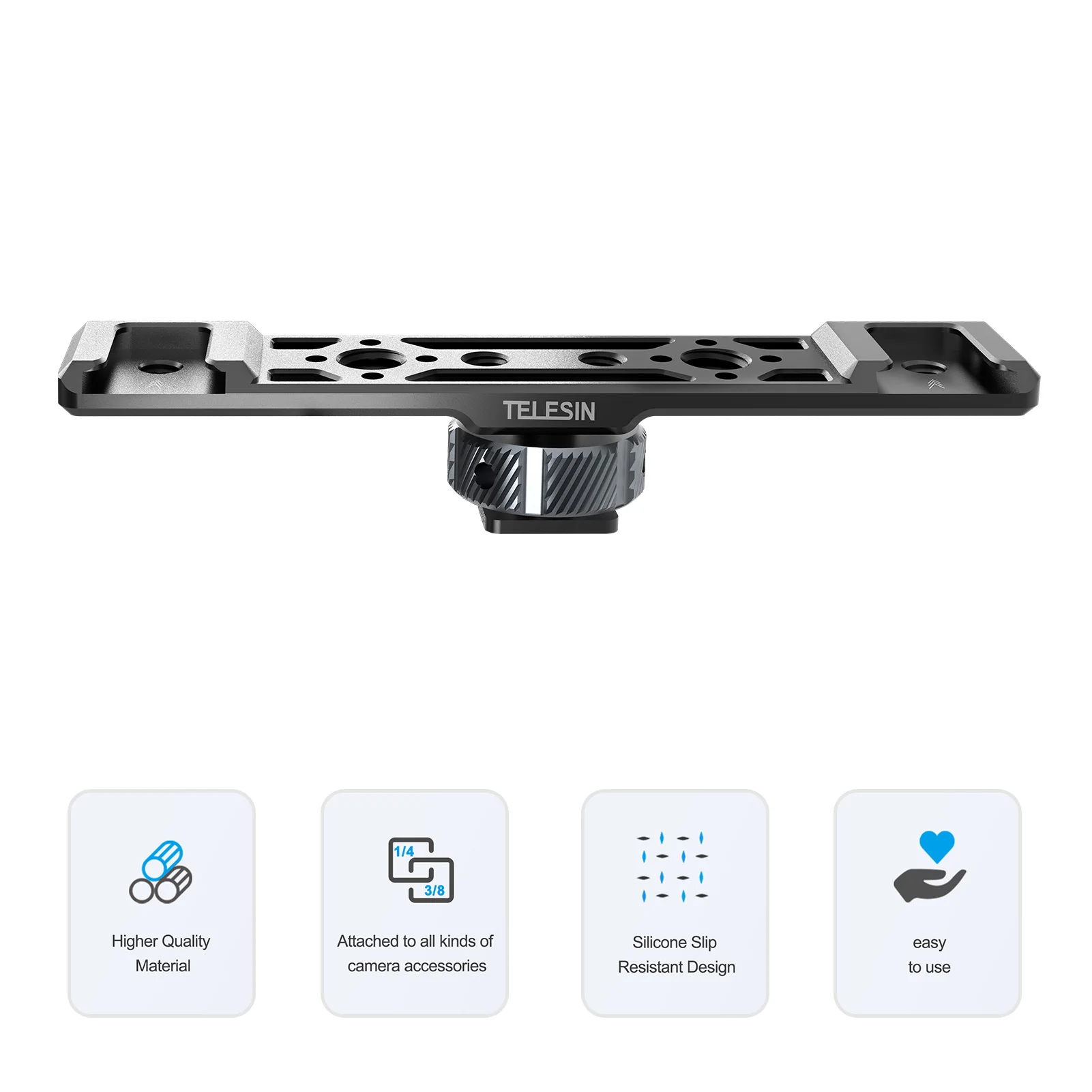 

Photography Aluminum Double Cold Shoe Mount Plate Bracket with 1/4 3/8 Interface Locating Hole for Camera Mic LED Light Mounting