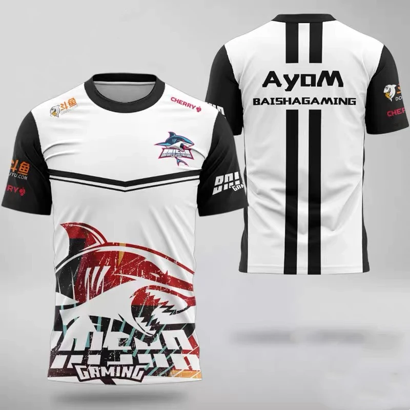 

EVEN Cross Fire 2021 New White Shark Team Uniform CF Gaming E-sports Uniform Competition Uniform Short Sleeve T-shirt