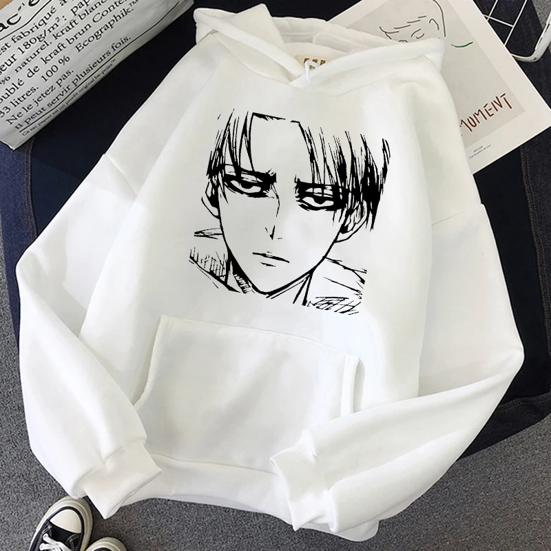 

Anime Attack On Titan Hoodies Cool Levi Pullover Hooded Sweatshirt Men's Long Sleeve Clothing Women Casual Loose Tops