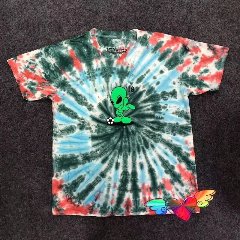 

Travis Scott Tie-dye T-shirt MEN Women High Quality Cactus Jack Tee Alien Logo Print Hip Hop Travis Scott Tops Short Sleeve