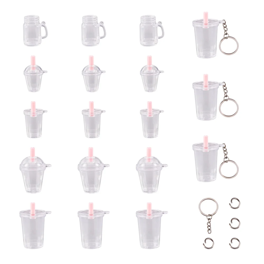 Set de 60 unids/set de Mini tazas vacías de Frappuccino de arena movediza, colgantes de tazas de cerveza de helado de pastel de simulación para llavero, fabricación de joyas DIY