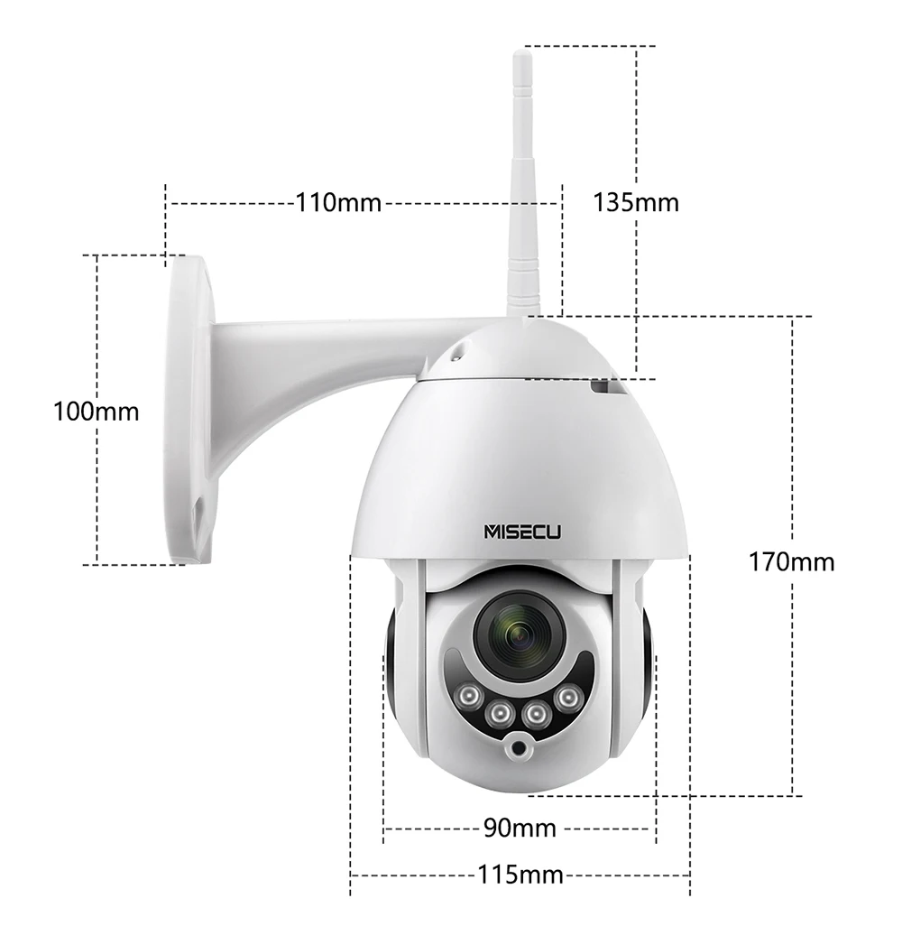 MISECU PTZ Wifi Беспроводная IP камера безопасности 1080P скорость купол открытый водонепроницаемый двухстороннее аудио ночное видение CCTV наблюдения 2MP