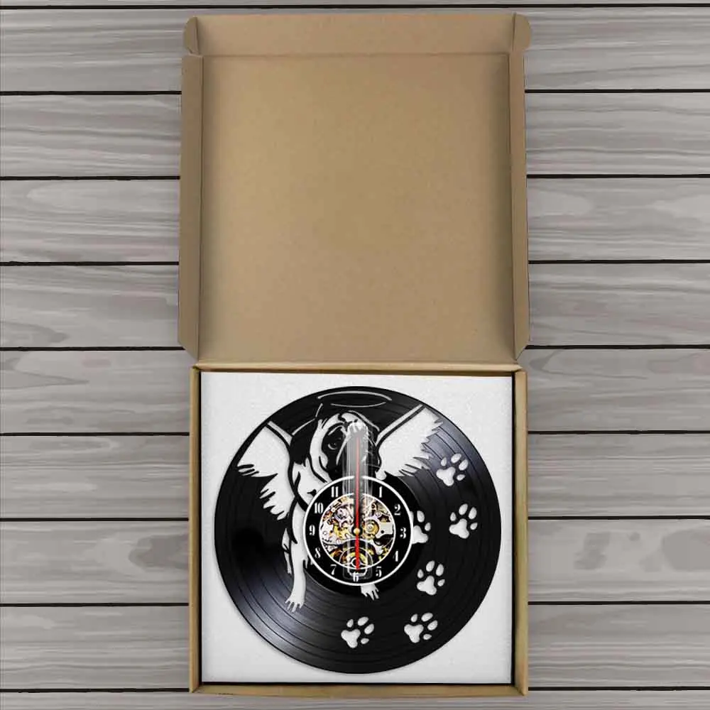 Настенные часы с виниловой пластиной в виде мопса собаки щенка английского