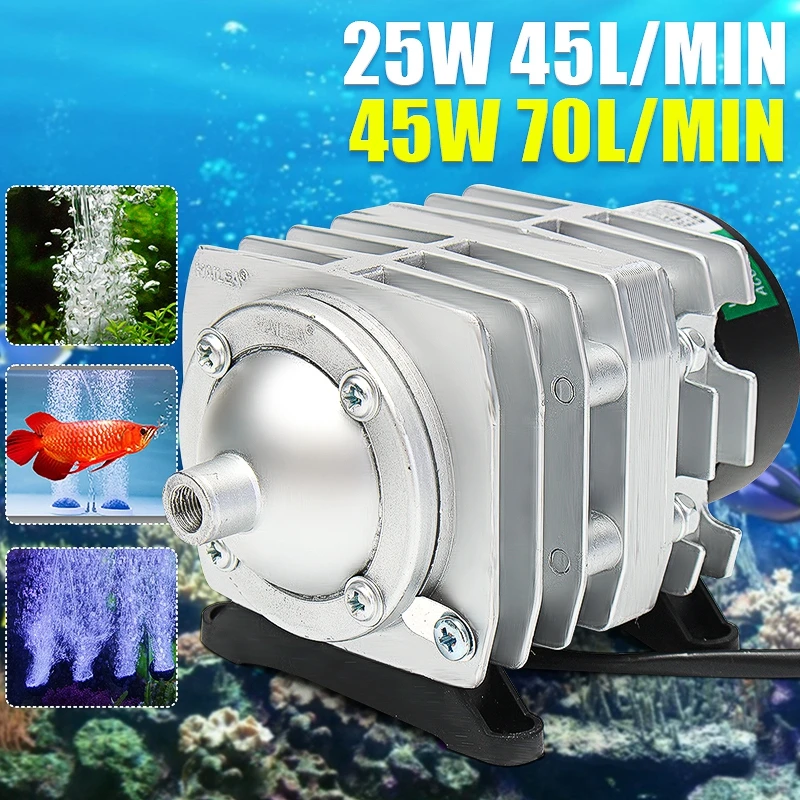 

Электромагнитная система освещения воздуха, емкость для аэратора кислородного бассейна 45 л/мин 25 Вт, для аквариума, для кислородного бассей...