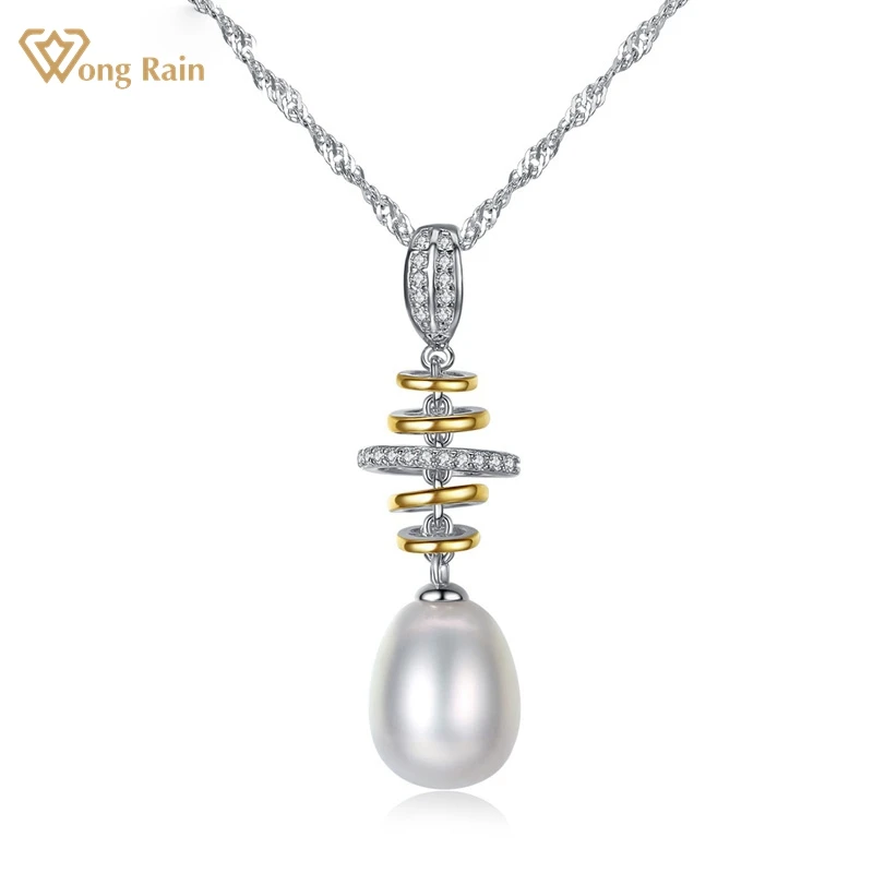

Wong Rain 925 Sterling Silver Pearl Created Moissanite Wedding Engagement Elegant Women Pendant Necklace Fine Jewelry Wholesale