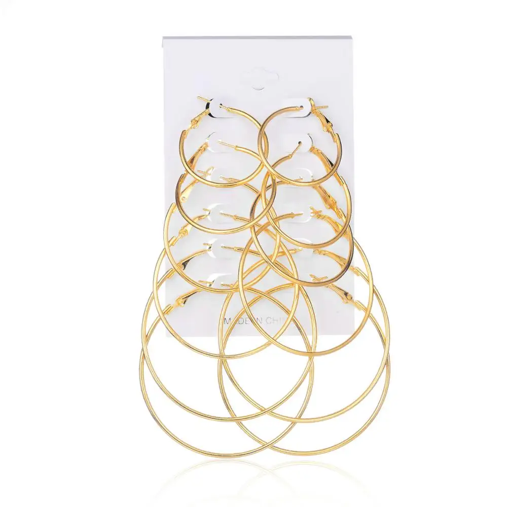 Серьги для женщин набор сережек большие круглые серьги 6 Пары/компл. Ретро панк