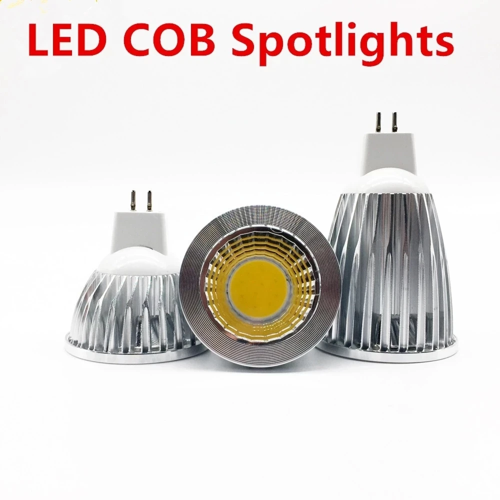 New High Power Lampada Led MR16 GU5.3 COB 6w 9w 12w Dimmable Led Cob Spotlight Warm Cool White MR 16 12V Bulb Lamp GU 5.3 220V