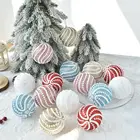 Рождественский шар в клетку с блестками, 80 мм, золотой, красный, синий цвет, украшения для рождественской елки, подвесные Подвески для елки, Подарочные шары